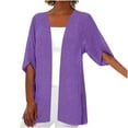 thumbnail image 1 of Penkiiy Cardigans for Women Casual Cropped 3/4 Sleeve Linen Cardigan Lightweight Open Front Thin Fall Trendy Outerwear M Purple, 1 of 6