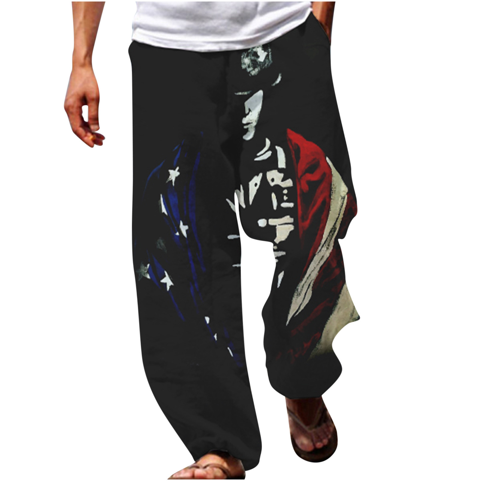 Penkiiy Cargo Pants for Men Men Summer Casual Fashion Independence Day