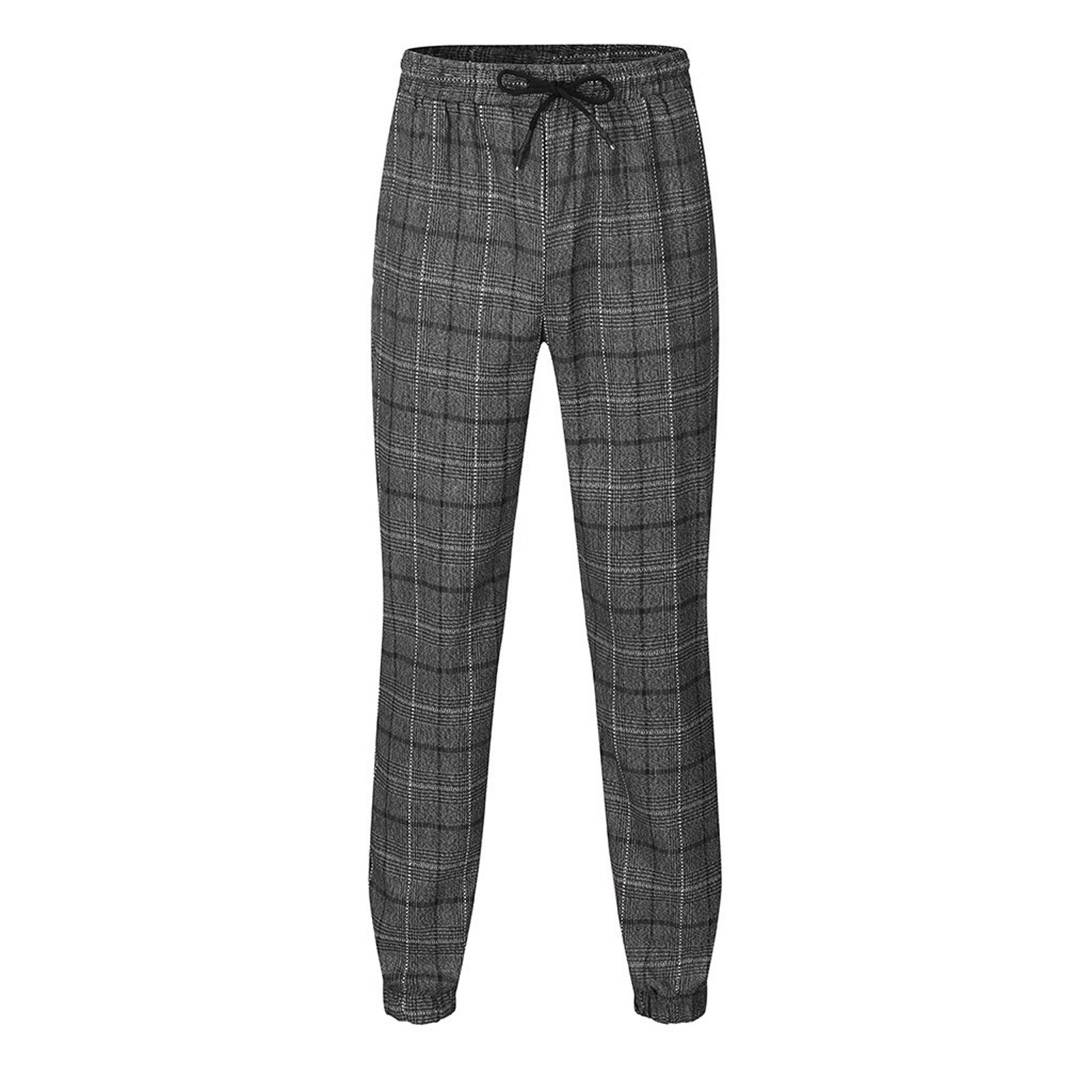 Penkiiy Cargo Pants for Men Men's Plaid Striped Straight Long Slim Fit