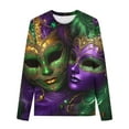 thumbnail image 1 of Penkiiy Carnival Blouse Boys Girls Mardi Gras Fashion Printing Casual Round-Neck Long Sleeve T-shirt Blouse 7 Years Purple, 1 of 4
