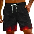 thumbnail image 1 of Penkiiy Carnivals Shorts, Men's Flame Printing Special Print Beach Casual Trouser Shorts Pant M Red, 1 of 9