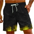 thumbnail image 1 of Penkiiy Carnivals Shorts, Men's Flame Printing Special Print Beach Casual Trouser Shorts Pant S Yellow, 1 of 9