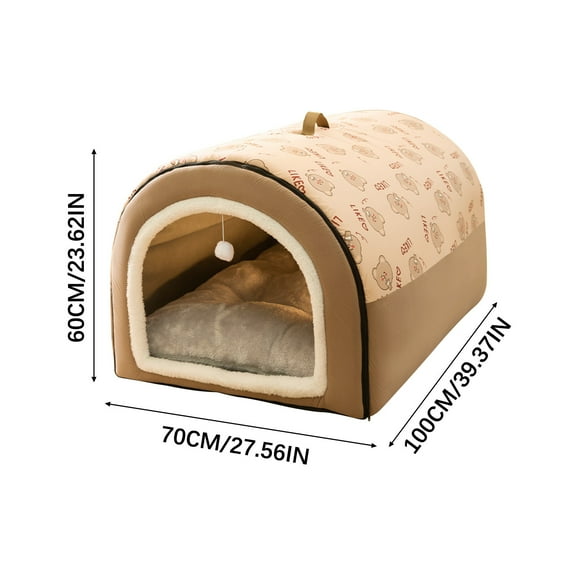 Penkiiy Cat Bed or Dog Bed,2 Ways to Use,Indoor Pet House with Fluffy Mat,Removable and Washable Cover,Splash-Proof House and Non-Slip Bottom,for Cats and Small Dogs