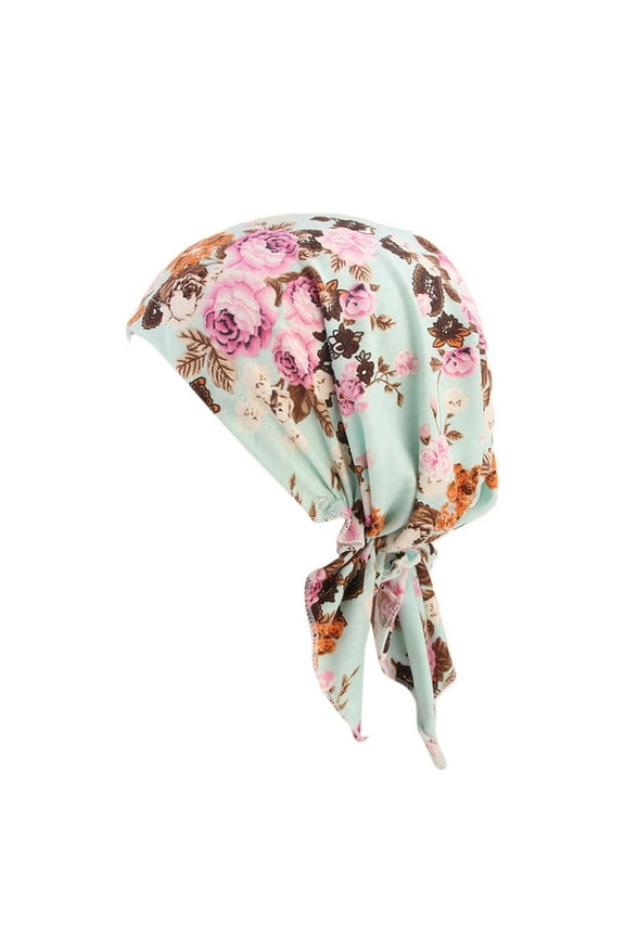 Chemo Headwear for Women Turban Beanie Printe Caps Cancer Head Scarves Hair Loss Beanie Headwear for Yoga Running Light Green