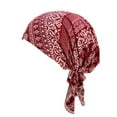 thumbnail image 1 of Penkiiy Chemo Headwear for Women Turban Beanie Printe Caps Cancer Head Scarves Hair Loss Beanie Headwear for Yoga Running Wine Red, 1 of 2