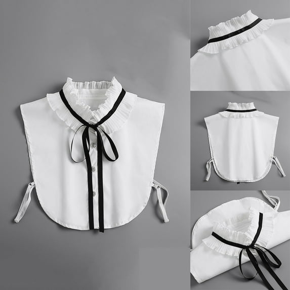 Penkiiy Chiffon Detachable Fake Collar,Half Shirt Blouse Dickey Collar Faux False Collar Elegant for Women Girls White