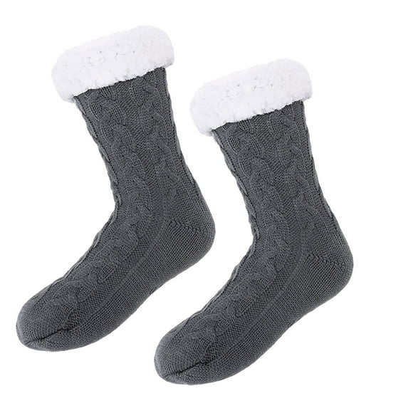 Penkiiy Christmas Fuzzy Socks Winter Socks in Bulk Colorful Cozy Fluffy Warm Men Socks Xmas Unisex Cold Weather Socks for Women Christmas Gifts Dark Gray