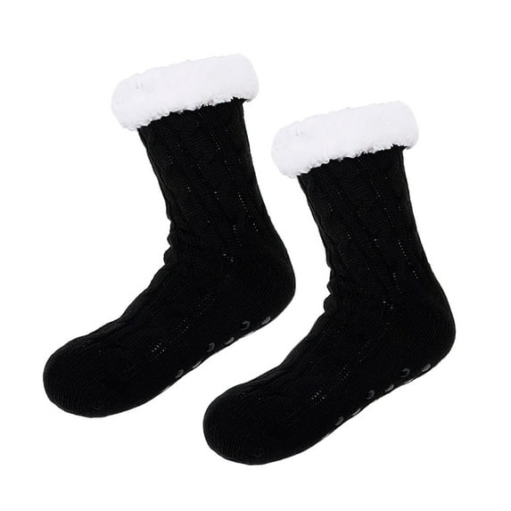 Penkiiy Christmas Fuzzy Socks Winter Socks in Bulk Colorful Cozy Fluffy Warm Men Socks Xmas Unisex Cold Weather Socks for Women Christmas Gifts Black
