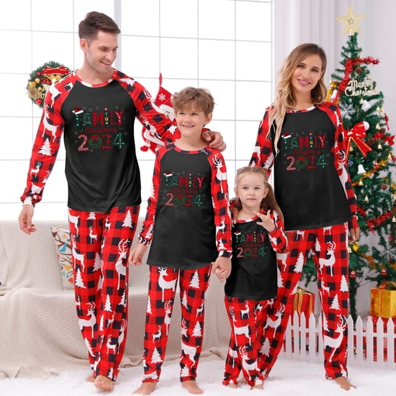 Penkiiy Christmas Pajamas for Family 2024 Matching Sets Lounge Sets for Women Couples Loungewear Sets Christmas Pjs 12 Months Red