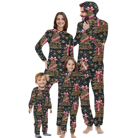 Penkiiy Christmas Pajamas for Family Matching Cute Long Sleeve Couples Soft Sleepwear One Piece Funny Christmas Pjs Sets 2XL Multicolor