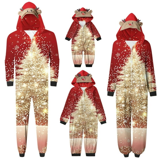 Penkiiy Christmas Pajamas for Family Matching Cute Long Sleeve Couples Soft Sleepwear One Piece Funny Christmas Pjs Sets 2XL Multicolor