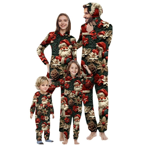 Penkiiy Christmas Pajamas for Family Matching Cute Long Sleeve Couples Soft Sleepwear One Piece Funny Christmas Pjs Sets L Multicolor