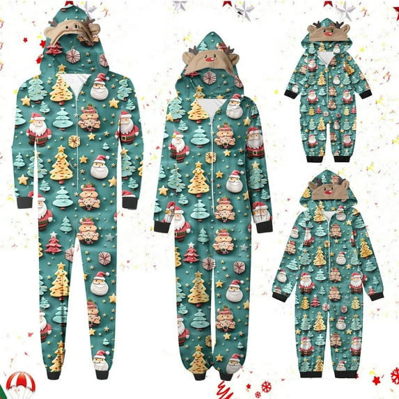 Penkiiy Christmas Pajamas for Family Matching Cute Long Sleeve Couples Soft Sleepwear One Piece Funny Christmas Pjs Sets M Multicolor