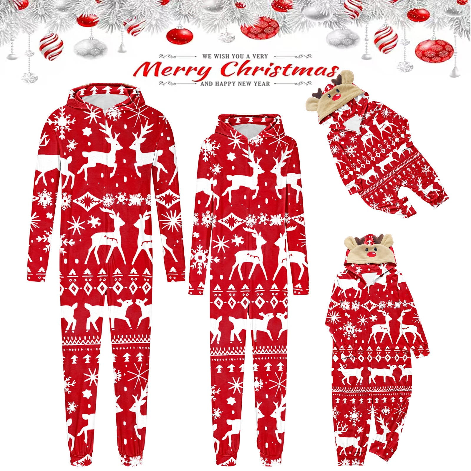 Penkiiy Christmas Pajamas for Family Matching Cute Long Sleeve Couples ...