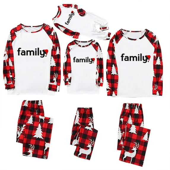Penkiiy Christmas Pajamas for Family Matching Pjs Set, Red Plaid Reindeer Holiday Xmas Pajamas for Women Men Kids Red 9-10 Years