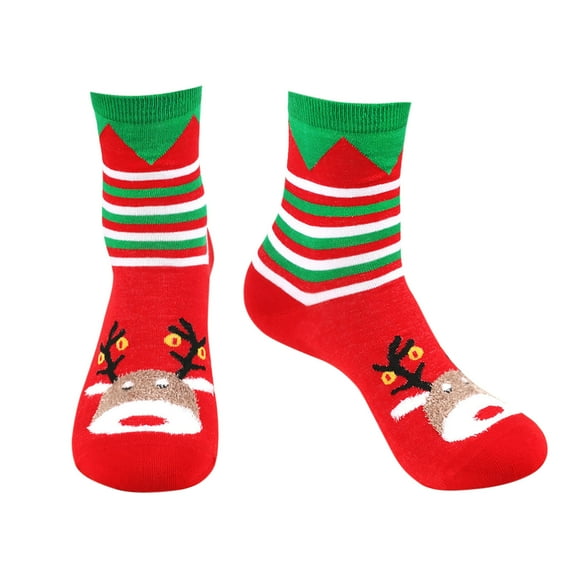 Penkiiy Christmas Socks Funny Christmas Casual Ankle Socks Unisex Winter Warm Cotton Thermal Socks Holiday Cartoon Winter Slipper Socks for Boys Girls Men Women Red