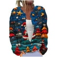 thumbnail image 1 of Penkiiy Christmas Sweater for Women 2024 Cute Xmas Printed Cardigans Sweater Open Front Button Down Knit Jacket S Multicolor, 1 of 5