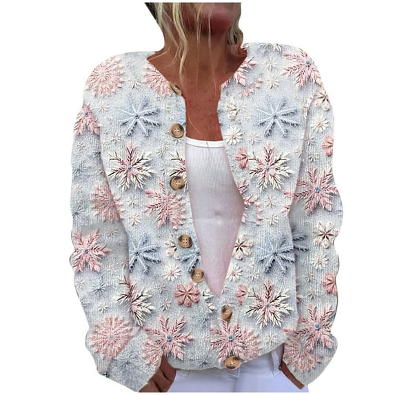 Penkiiy Christmas Sweaters For Women Warm Open Front Cardigan Comfy Knit Sweater Fall Outfits Long Sleeves Sweater Jacket M Multicolor