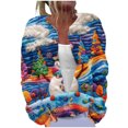 thumbnail image 1 of Penkiiy Christmas Sweaters for Women Ugly Funny Xmas Tree Print Button Up Cardigans Fall Winter Vintage Knitted Outerwear 3XL Multicolor, 1 of 5