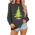 thumbnail image 1 of Penkiiy Christmas Sweatshirts for Women Embroidered Christmas Tree Shirt Xmas Tree Gift Casual Long Sleeve Pullover Tops XS Brown, 1 of 6