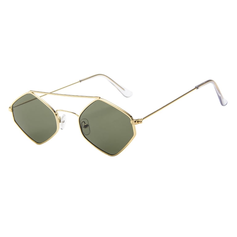 Metal Frame Polarized Hexagon Sunglasses UV400 Protection Wrap Around FBHLZ Women Hexagon Sunglasses with Chain Vintage Metal  main image 2