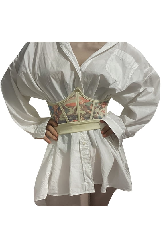 Corset Tops for Women Women Vintage Floral Camisole Flower Embroidery Pattern Tight Vest Drawstring Tie-up Tank Top Suspender Corset Brown Corset Tops