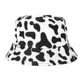 thumbnail image 1 of Penkiiy Cow Print Bucket Hat Double-Side-Wear Reversible Sun Hat for Women Men, Summer Vacation Travel Beach Packable Fisherman Hat Free Size Black, 1 of 2