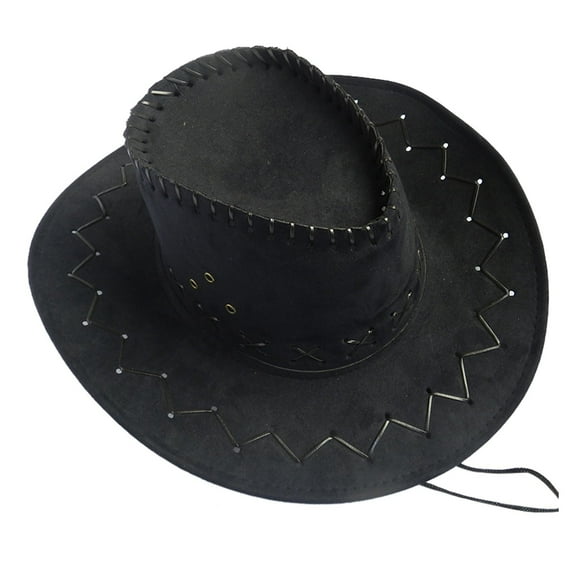 Penkiiy Cowboy Hats Faux Suede Cowgirl Hat Western Party Hats with Cowboy Bandana for Men Women Mongolian Hat Sunshade Cap Jazz Hat Black