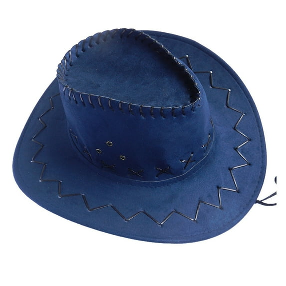 Penkiiy Cowboy Hats Faux Suede Cowgirl Hat Western Party Hats with Cowboy Bandana for Men Women Mongolian Hat Sunshade Cap Jazz Hat Navy