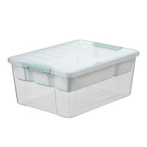 Penkiiy Craft Organizers Storage with Removable Tray Art Supply Organizer Playdoh Storage Container Plastic Storage Box for Coloring Book,Lego,Stackable Clear