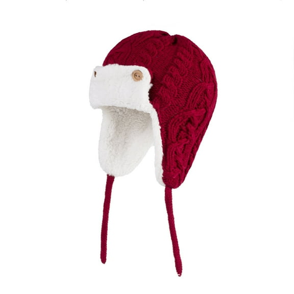 Penkiiy Crochet Pilot Hats Rabbit Ears Beanie Cap Winter Warm Knit Caps for Toddlers Baby Girls and Boys M Red