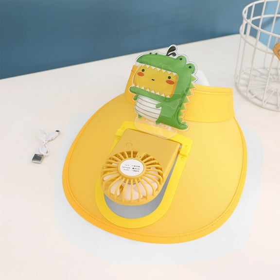 Penkiiy Cute Cartoon Print Adjustable Kids Sun Hat with Fan- UPF 50+ Breathable Lightweight Summer Cap for Boys & Girls (3-16 Years)