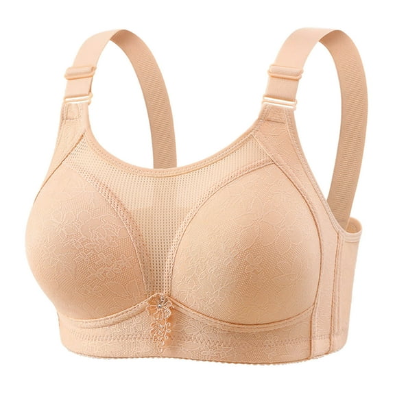 Penkiiy Daisy Bras for Women No Underwire Wireless Bras Push Up Plus Size Bra Comfortable Breathable Bras Beige