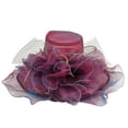 thumbnail image 1 of Penkiiy Derby Hats for Women with Headband Hairpin, Cloche Kentucky Hats for Ladies, Organza Tea Party Bridal Church Hats Wine, 1 of 2
