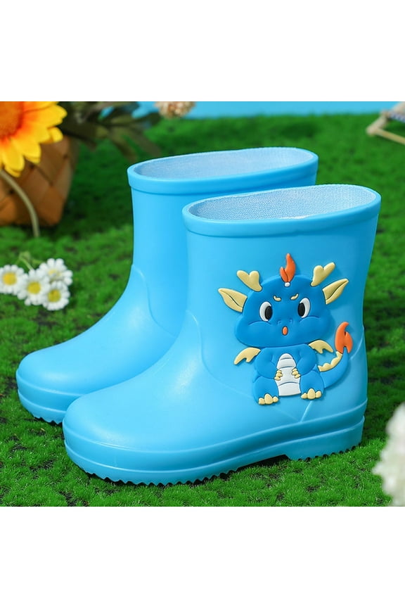 Dinosaur Rain Boots for Kids - Non-Slip Waterproof Toddler Shoes for Outdoor & Indoor Play