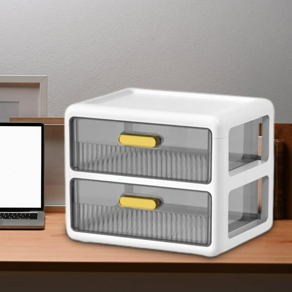 Penkiiy Drawer-type Desktop Storage Box, Office Desk Station Organizer Stationery Cosmetics Storage Rack Storage Cabinet