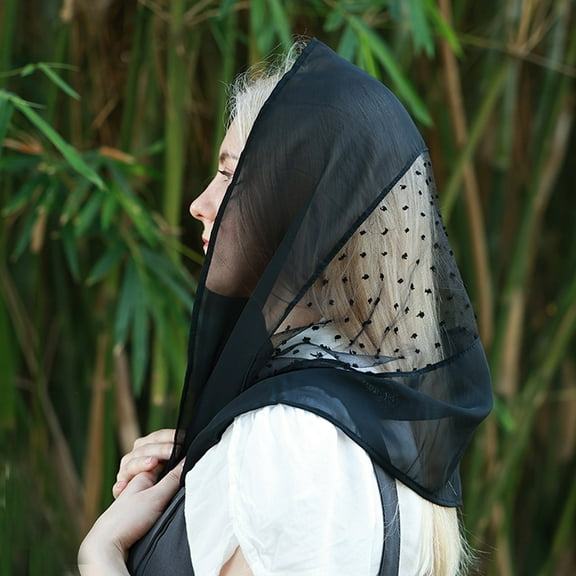 Penkiiy Elegant Chiffon Wedding Veil with Lace Trim - Vintage-Inspired Bridal Accessory for Church Photography, Perfect for Brides (Mid-Length