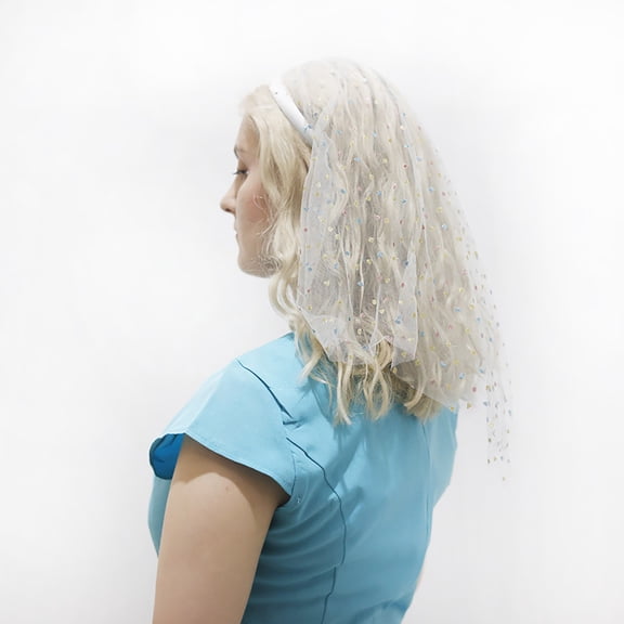 Penkiiy Elegant Chiffon Wedding Veil with Lace Trim - Vintage-Inspired Bridal Accessory for Church Photography, Perfect for Brides (Mid-Length