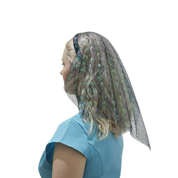 Penkiiy Elegant Chiffon Wedding Veil with Lace Trim - Vintage-Inspired Bridal Accessory for Church Photography, Perfect for Brides (Mid-Length