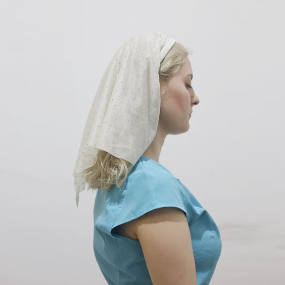 Penkiiy Elegant Chiffon Wedding Veil with Lace Trim - Vintage-Inspired Bridal Accessory for Church Photography, Perfect for Brides (Mid-Length