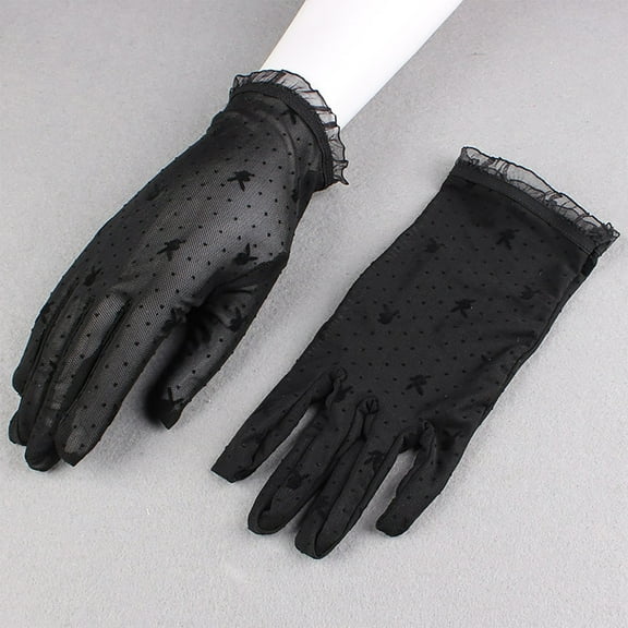 Penkiiy Elegant Stretchy Lace Gloves for Women - Breathable Mesh Gloves for Wedding, Driving & Summer