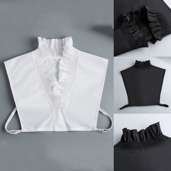 Penkiiy Fake Collar, Detachable Collar Blouse Half Shirts False Collar for Girls and Women White