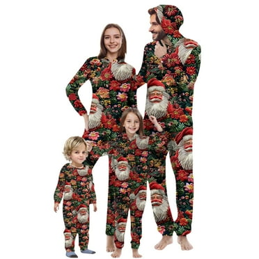 Penkiiy Family Christmas Onesies Matching Sets Pajamas Holiday Cute Print Pjs Hoodie Fleece Sleepwear for Couple and Kids 5 Years Multicolor