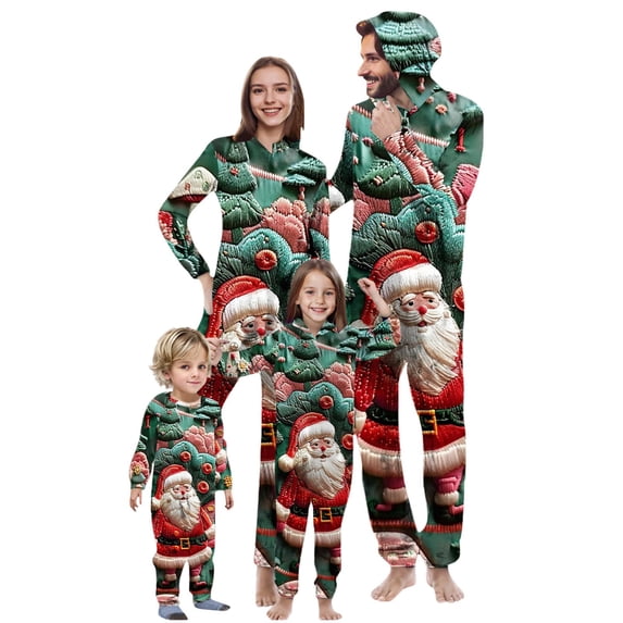 Penkiiy Family Christmas Onesies Matching Sets Pajamas Holiday Cute Print Pjs Hoodie Fleece Sleepwear for Couple and Kids 6 Years Multicolor