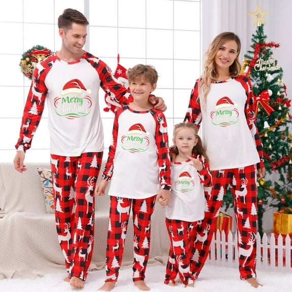 Penkiiy Family Christmas Pajamas Matching Sets 2024 Cute Couples Pjs Long Sleeve Holiday Jammies Xmas Loungewear Sleevewear L Red