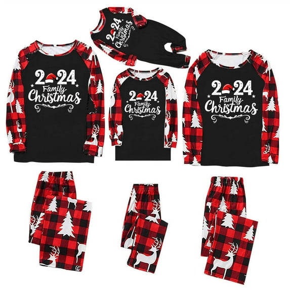 Penkiiy Family Christmas Pajamas Matching Sets 2024 Cute Couples Pjs Long Sleeve Holiday Jammies Xmas Loungewear Sleevewear M Black