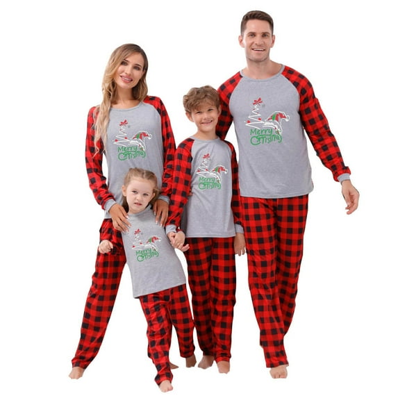 Penkiiy Family Christmas Pajamas Matching Sets 2024 Cute Couples Pjs Long Sleeve Holiday Jammies Xmas Loungewear Sleevewear XL Red