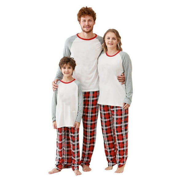 Penkiiy Family Christmas Pajamas Matching Sets Lounge Home Pjs Long Sleeve Shirts and Plaid Pants Xmas Holiday Pajama Outfits 2 Years Gray