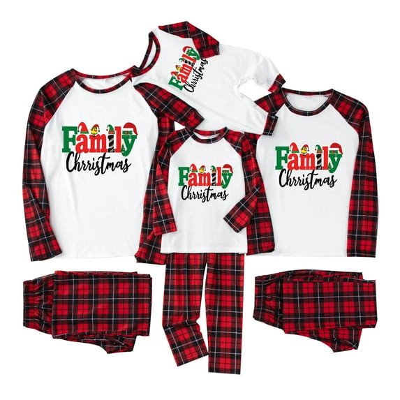 Penkiiy Family Christmas Pajamas Matching Sets Lounge Home Pjs Long Sleeve Shirts and Plaid Pants Xmas Holiday Pajama Outfits M Red
