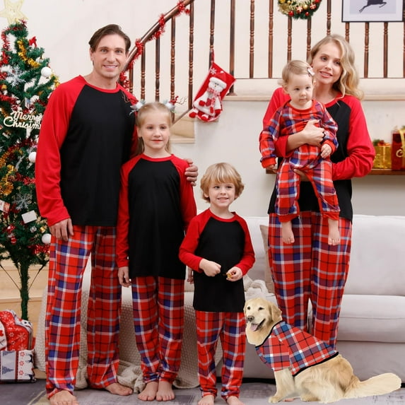 Penkiiy Family Christmas Pjs Matching Sets Matching Family Sets Christmas Casual Printed Top With Bottom Outfits Home Wear Black Christmas Pajamas 10-11 Years